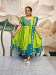 D1/Kalyani Cotton Maxi/Green with Blue Border