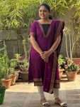 D4/Wine with Gold Border/ Kalyani Cotton Kurti