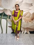 D7/Green with Purple/Kalyani Cotton Kurti