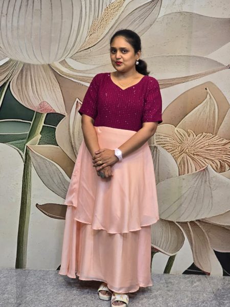 D30/Peach with Wine/Double Layer Maxi/Georgetee