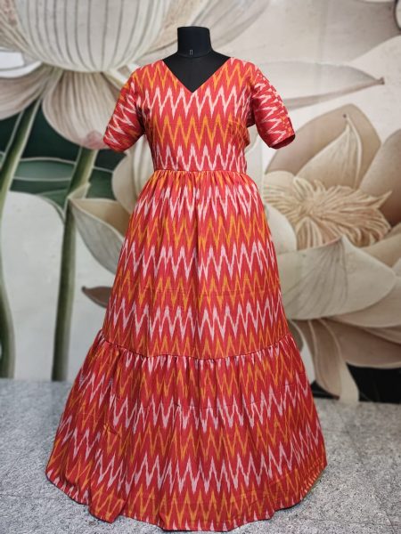 D35/Red Ikkat /Pure Cotton Maxi