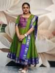 D38/Green with Purple/Kalyani Cotton Maxi
