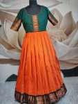 D41/Orange with Green/Kalyani Cotton Maxi