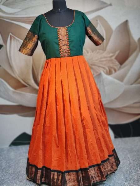 D41/Orange with Green/Kalyani Cotton Maxi