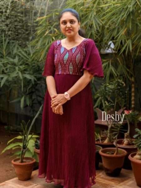 D54/Wine Color/Party Wear Maxi