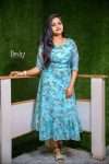 D57/Sky Blue/Frock/Premium Organza