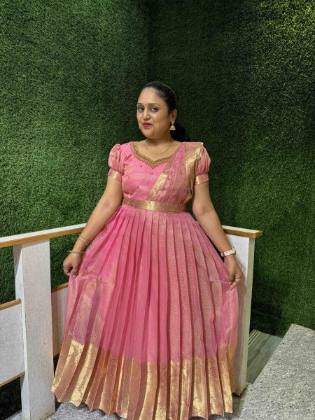 D155/Pink Aari Work Maxi