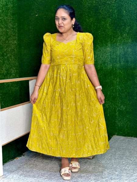 D275 Designer Frock Lemon Green