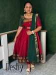 D285 Top with dupatta  Silk Cotton Maxi.