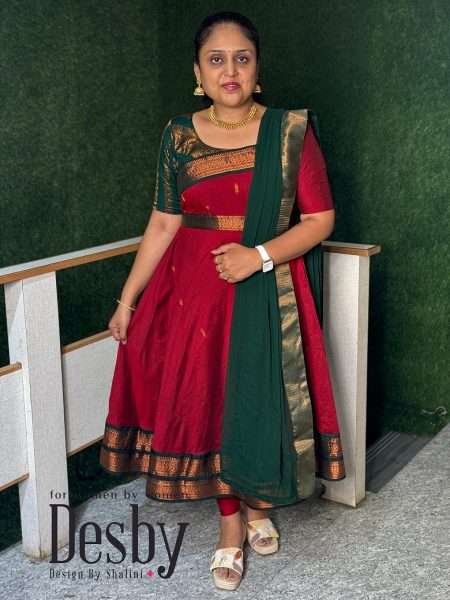 D285 Top with dupatta  Silk Cotton Maxi.