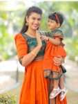 D361 Kalyani Cotton Maxi Orange With Green 