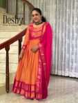 D374 Traditional Maxi / Pleated Gown With dupatta 