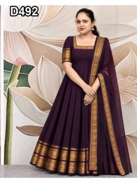 D492 Long Gown with Dupatta