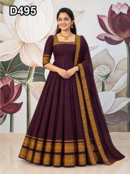 D495 Long Gown with Dupatta